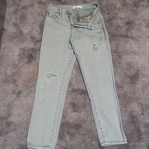 High Rise Mom Fit Light Green Jeans